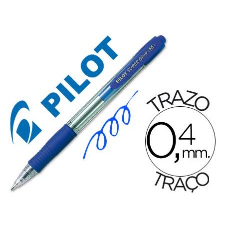 Boligrafo PILOT SUPER GRIP azul -retractil MEDIO